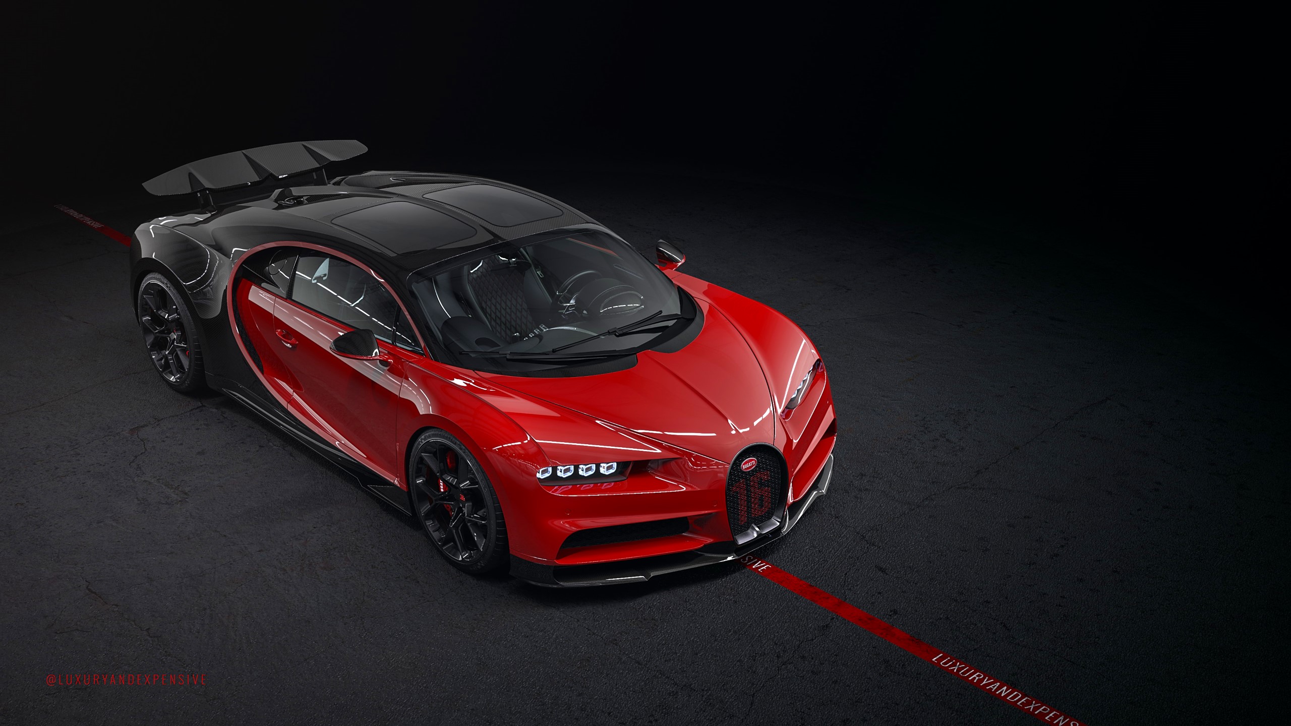 Bugatti Chiron Sport - red Sky km - Roof - View 600
